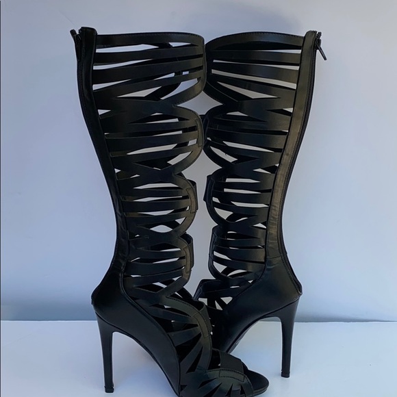 Eye Candie Shoes - Eye Candie Black Gladiator Style High Heel Sandals